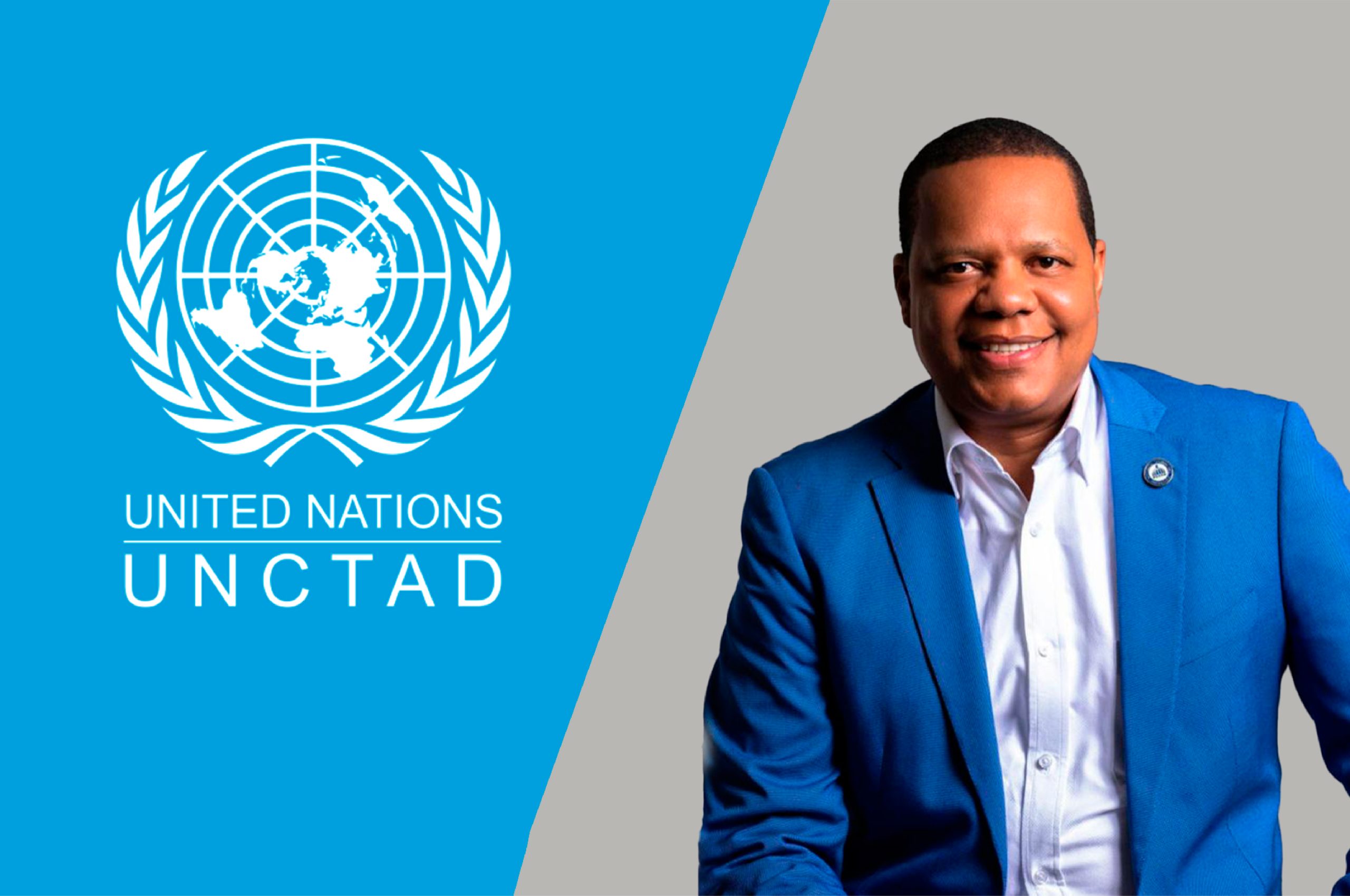 Imagen con el logo de la UNCTAD-ONU y fotografía del doctor Eddy Alcántara, director ejecutivo de Pro Consumidor y presidente del ICPEN